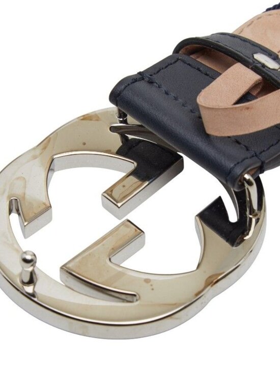 Gucci Belt 30 Navy Red Canvas Leather